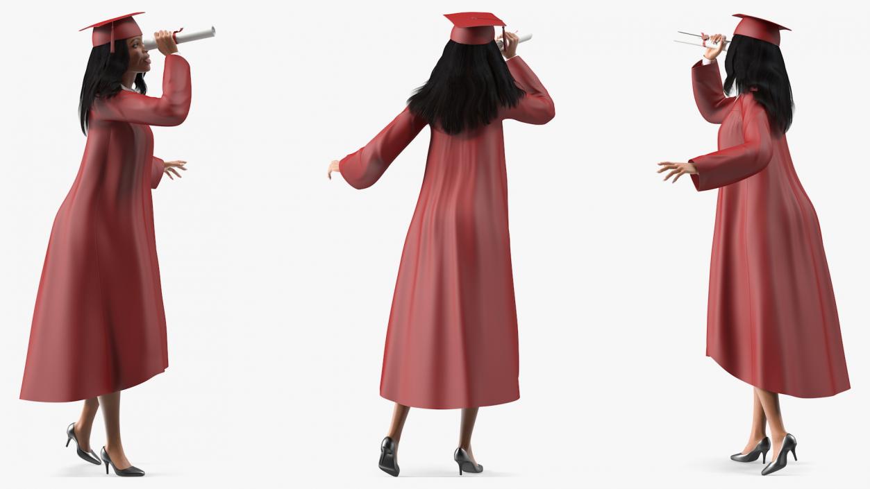 Light Skin Graduation Gown Woman 3D