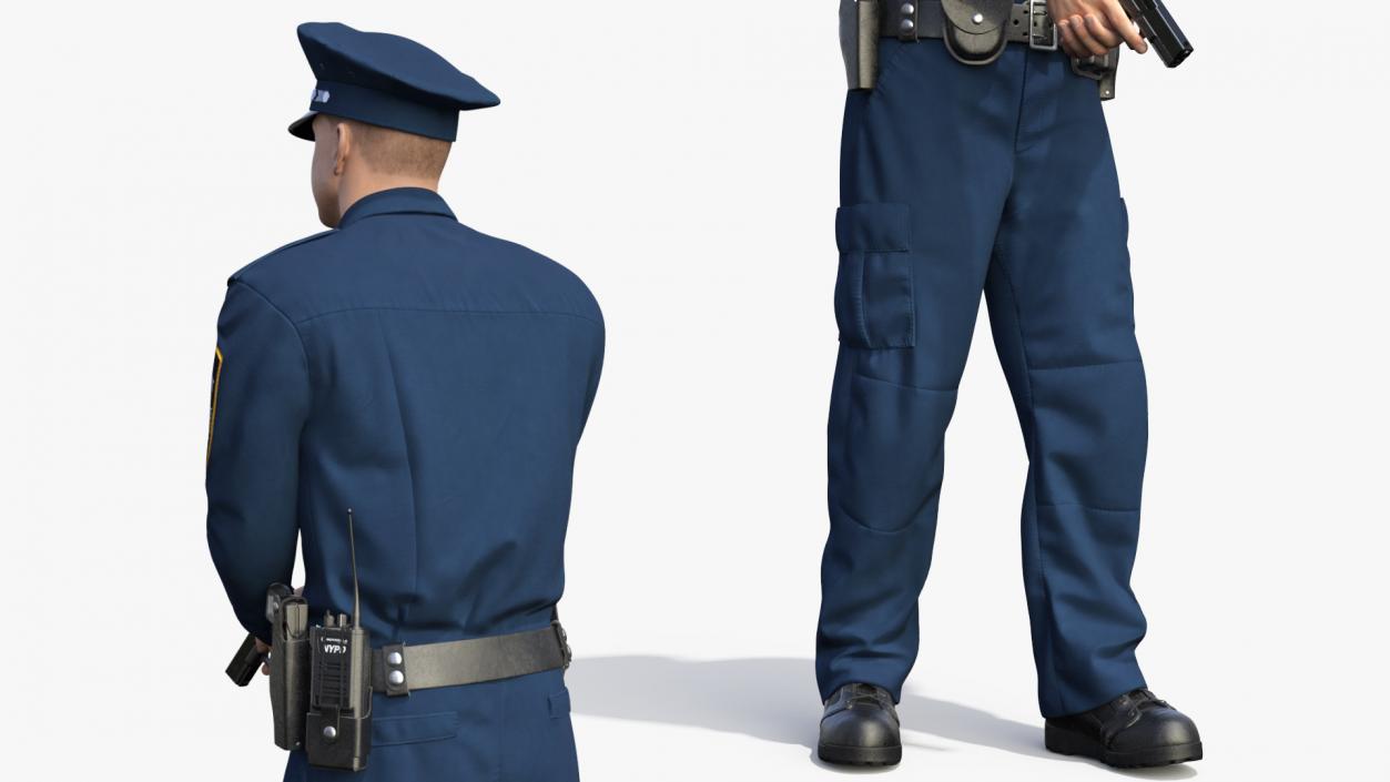 3D NY Police Officer Attention Pose Fur