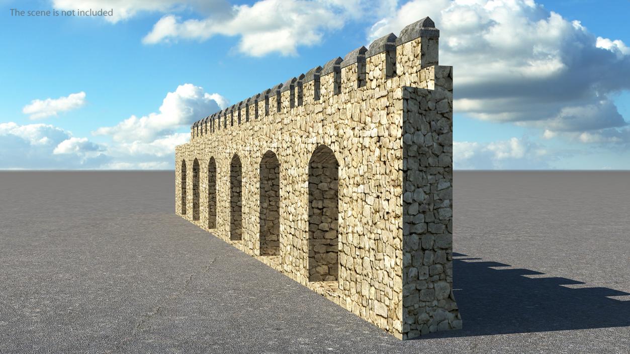 3D model Wide Stone Wall
