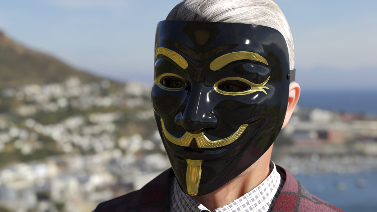 Anonymous Mask Black and Gold 3D model