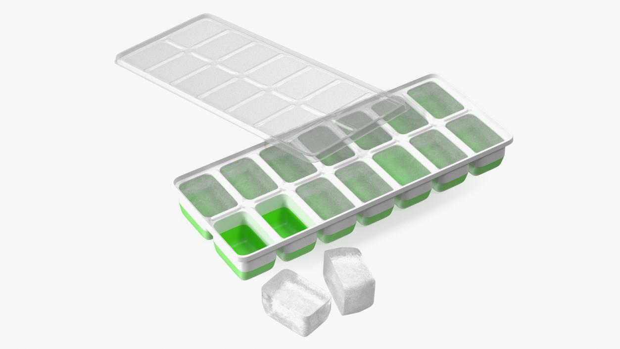 3D model Ice Cube Mold filled with Ice Green