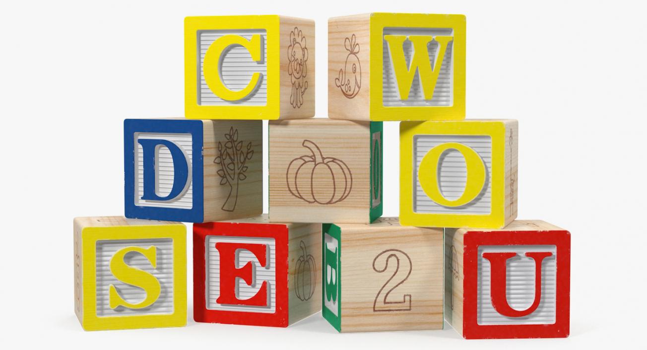 3D Wooden Letters Blocks