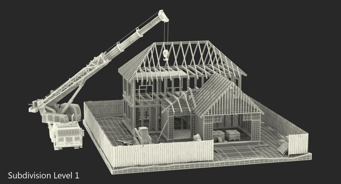 3D Private House Construction 2 with Equipment model
