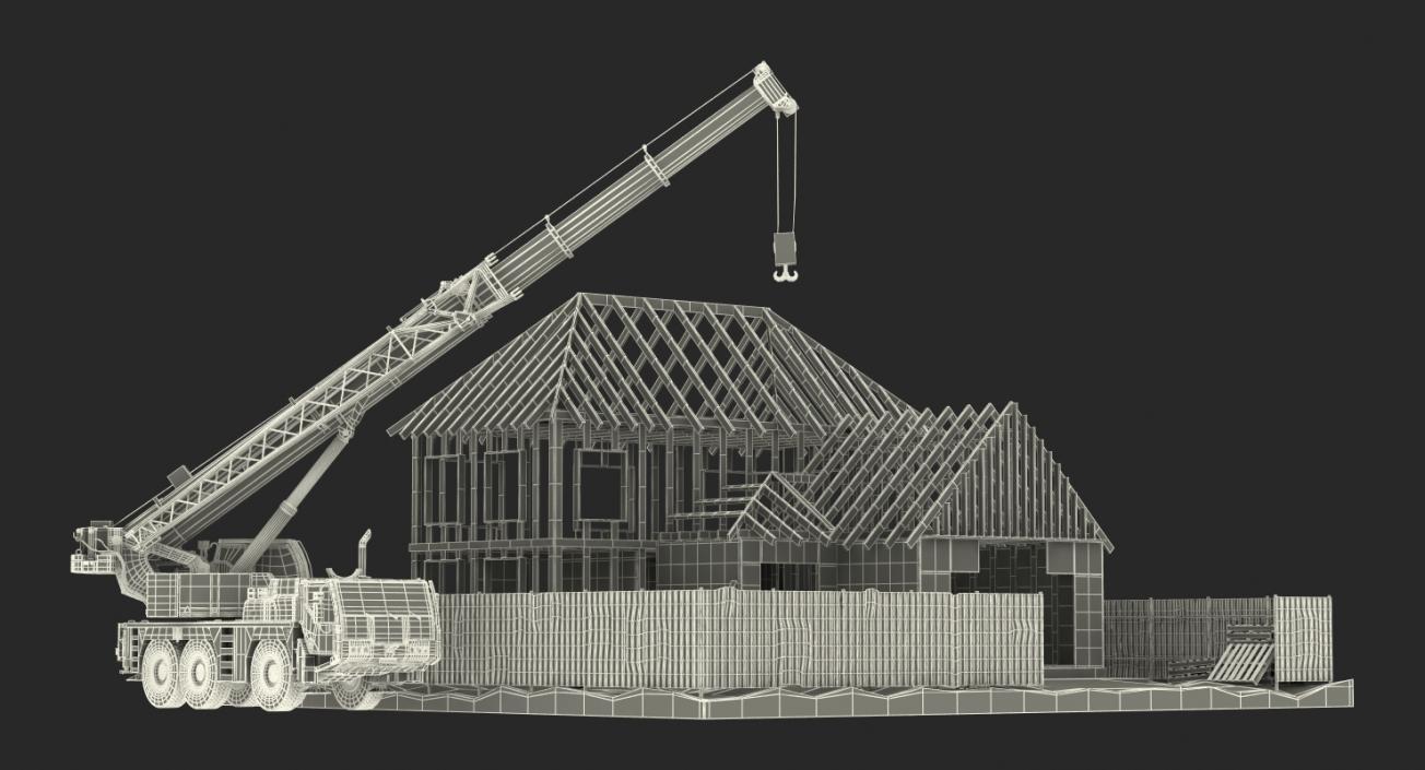 3D Private House Construction 2 with Equipment model