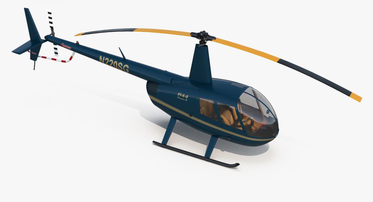 Light Helicopter Robinson R44 3D model