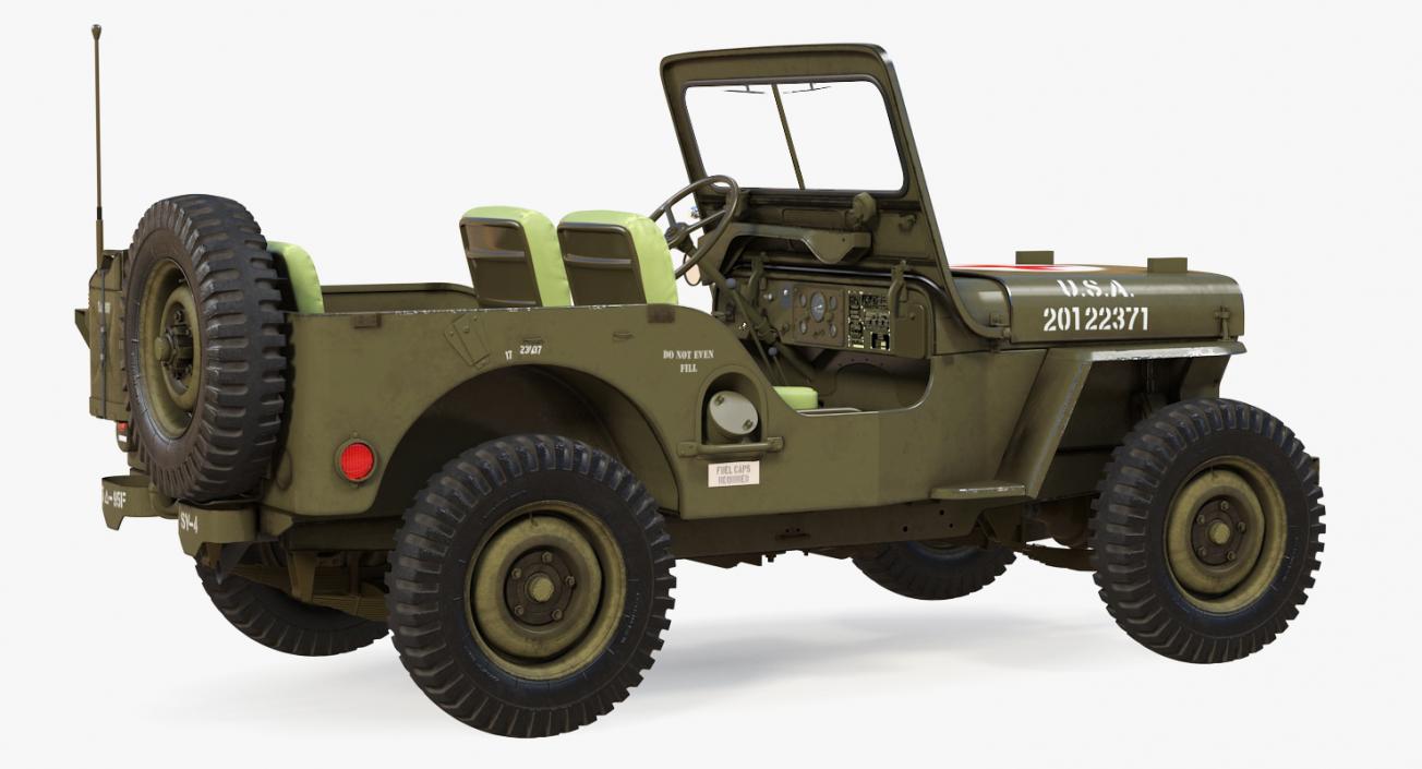 3D LCVP Boat with Jeep Willys Rigged model