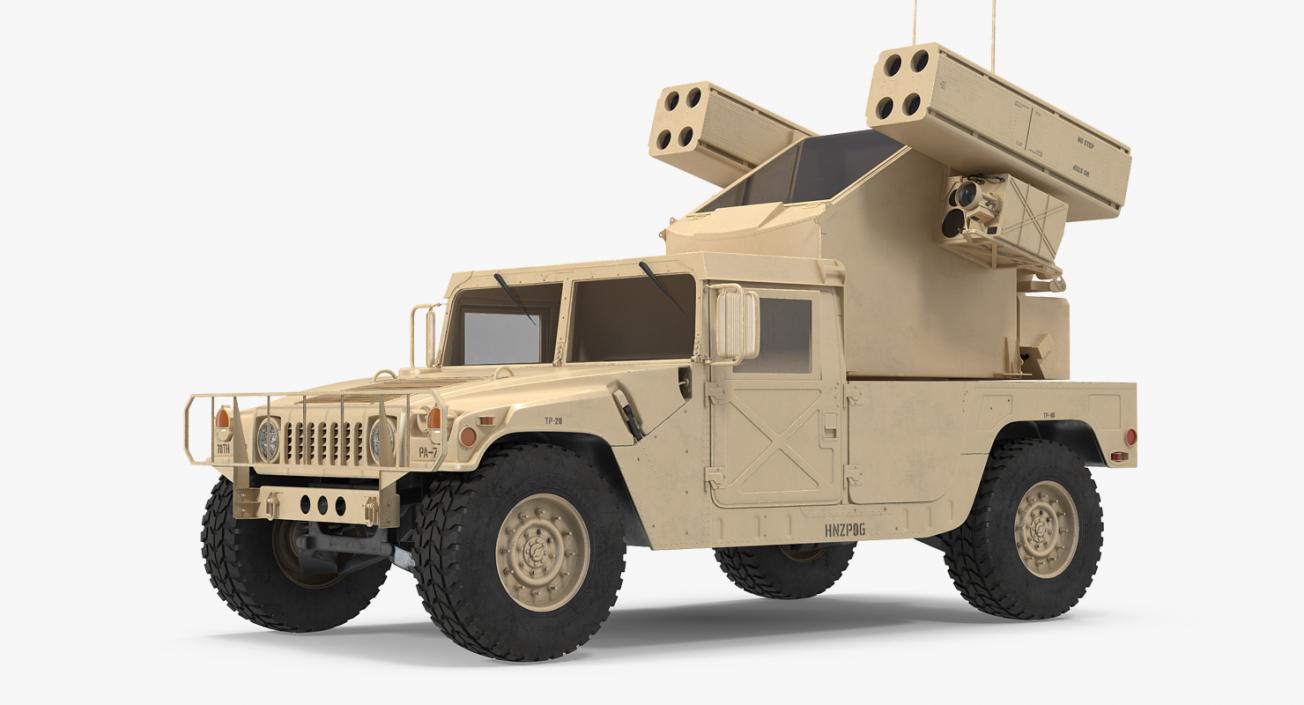 3D model HMMWV M998 Equipped with Avenger Simple Interior Desert