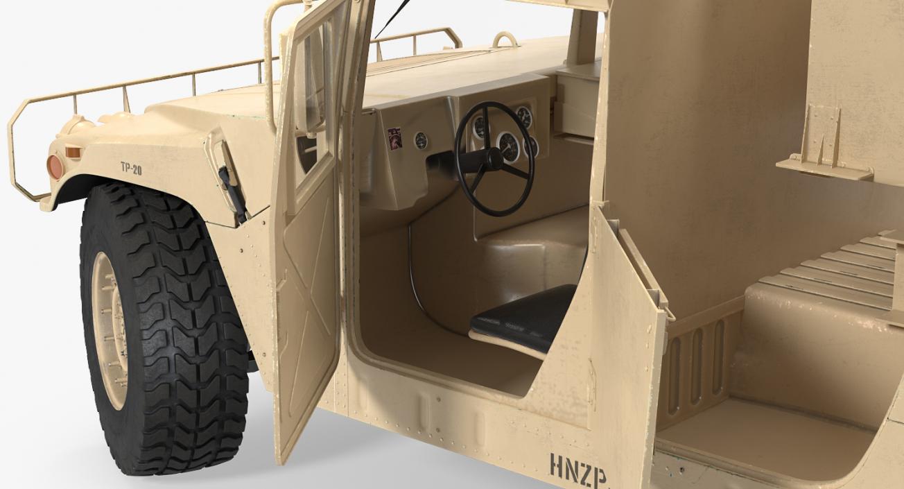 3D model HMMWV M998 Equipped with Avenger Simple Interior Desert