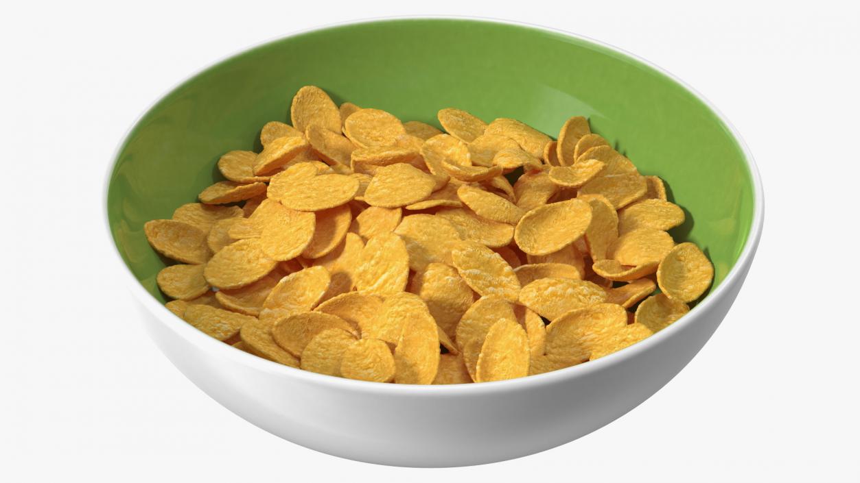 3D Dry Cereal Corn Flakes on a Plate model