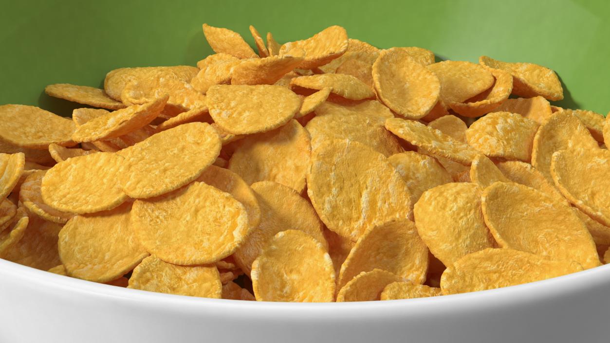 3D Dry Cereal Corn Flakes on a Plate model