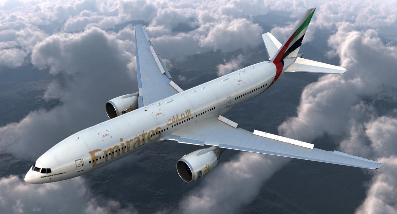 3D Boeing 777 200ER Emirates Airlines Rigged
