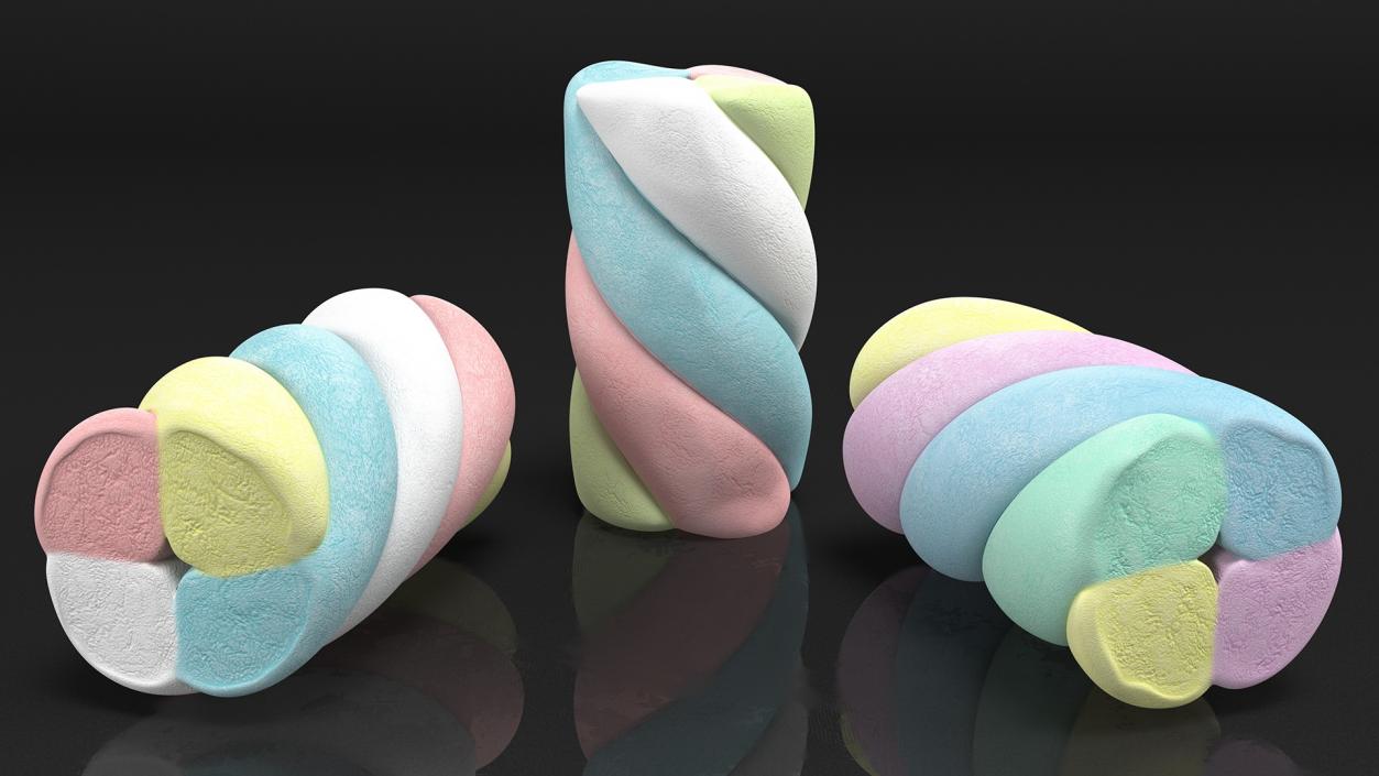 Multi Colored Marshmallow Twists 3D