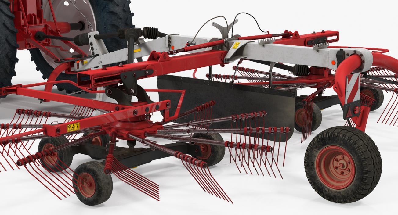 Tractor with Used Twin Rotary Rake Generic 3D