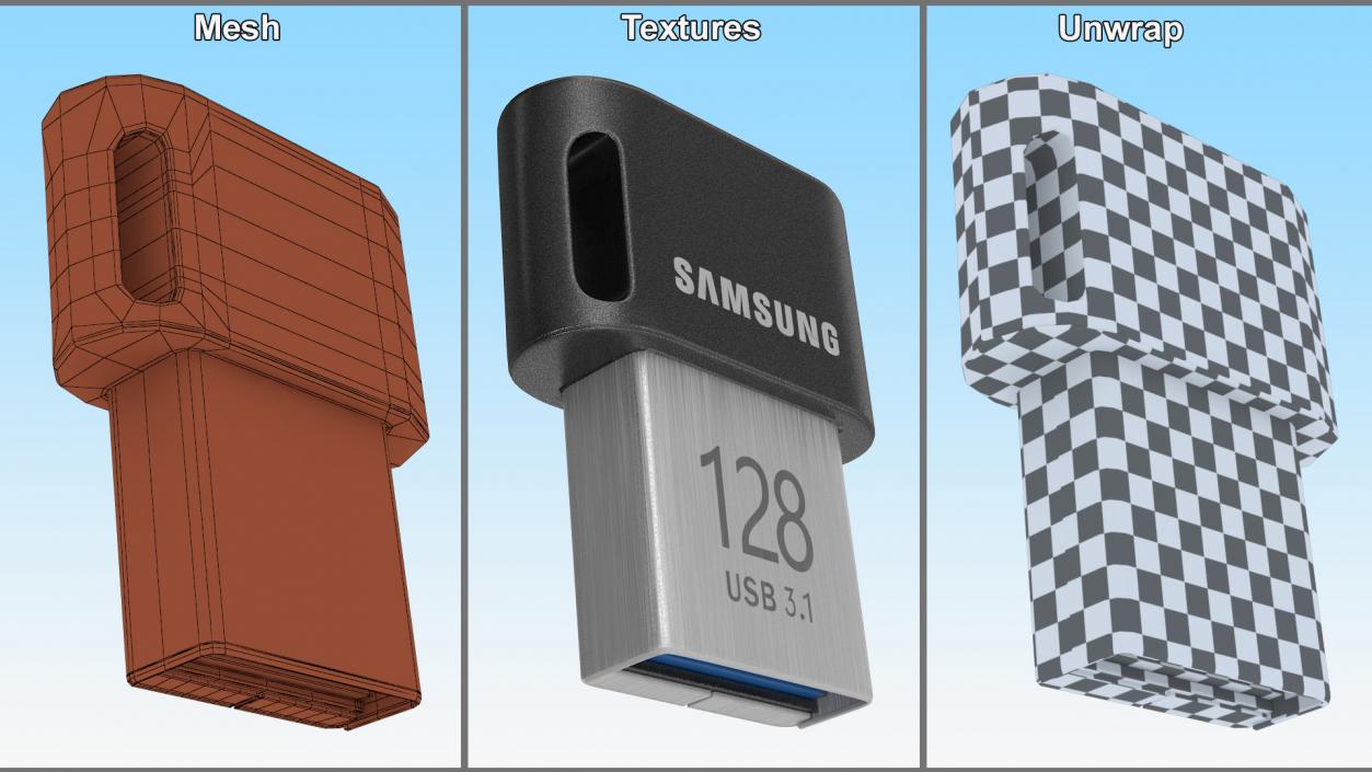 3D model Flash Drive Samsung 128Gb