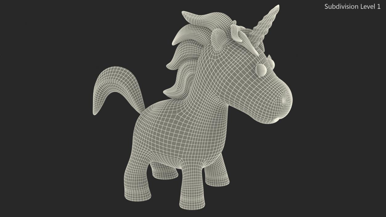 3D Pink Cartoon Unicorn Neutral Pose model