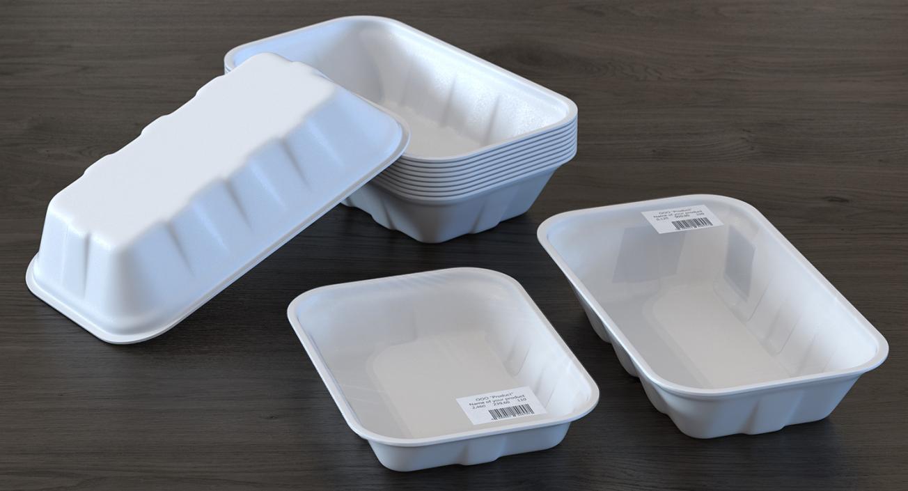 3D Wrapped White Styrofoam Food Tray model