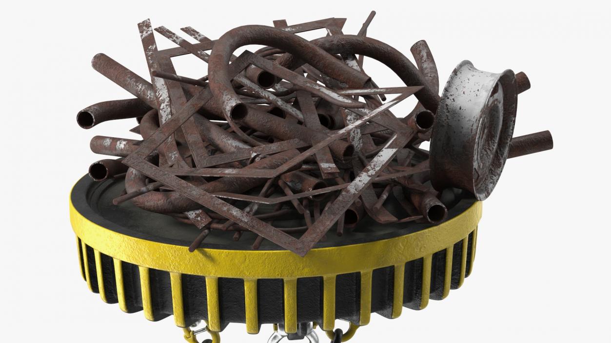 Lifting Industrial Electromagnet With Scrap Metal 3D model