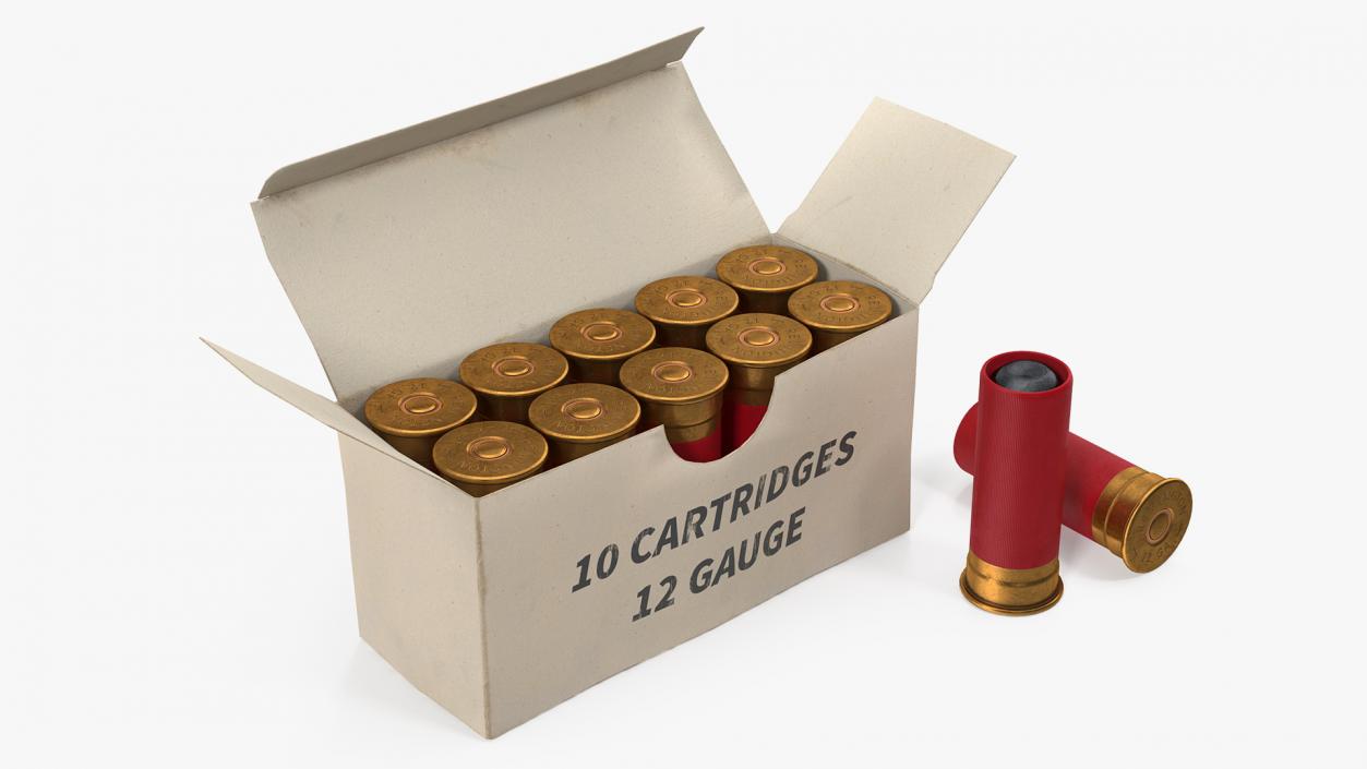 3D model Box of 12 Gauge Shotgun Shells