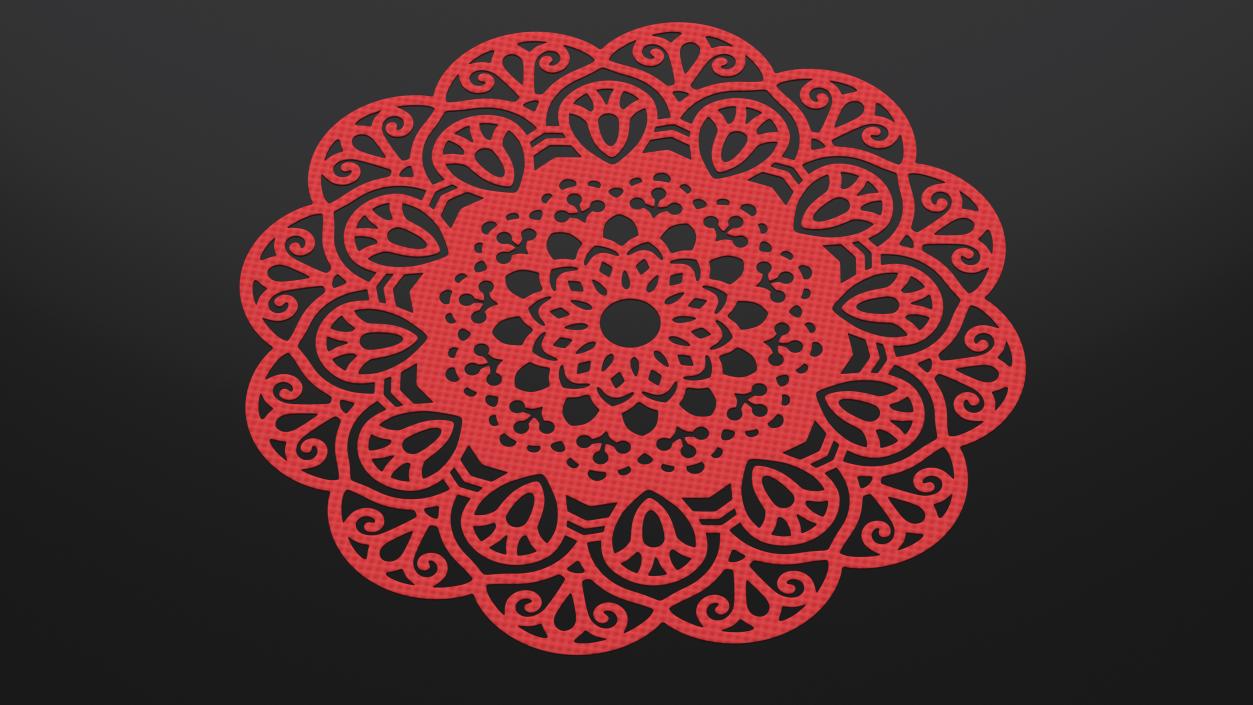 3D Decorative Round Lace Paper Doilie Red model