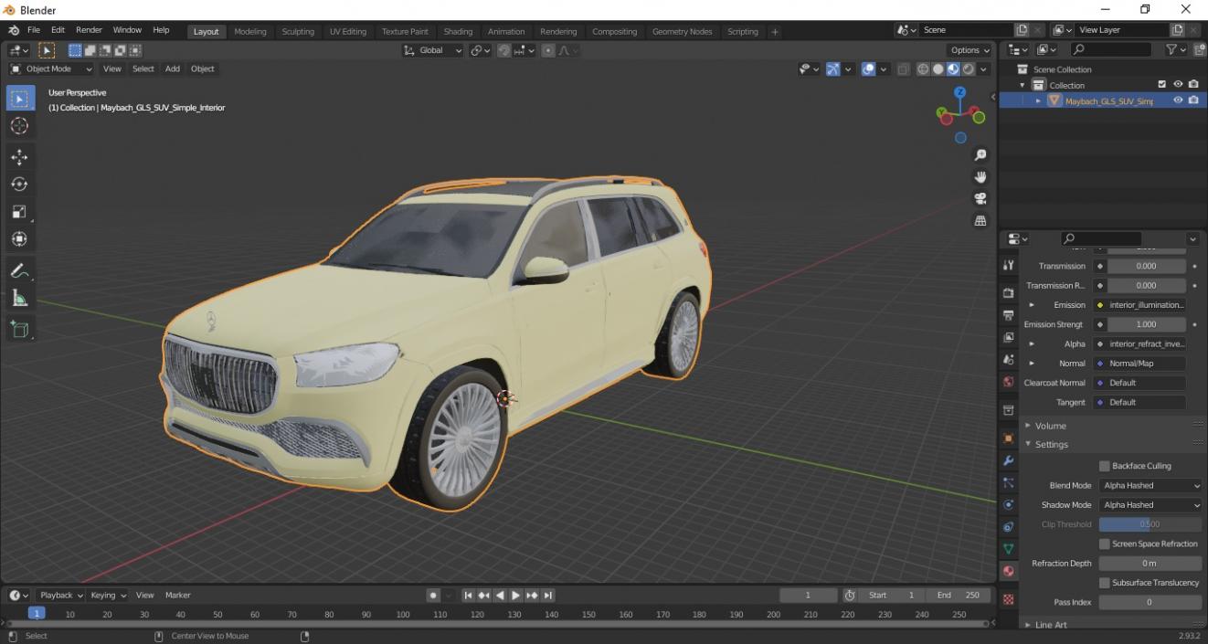 3D Maybach GLS SUV Simple Interior