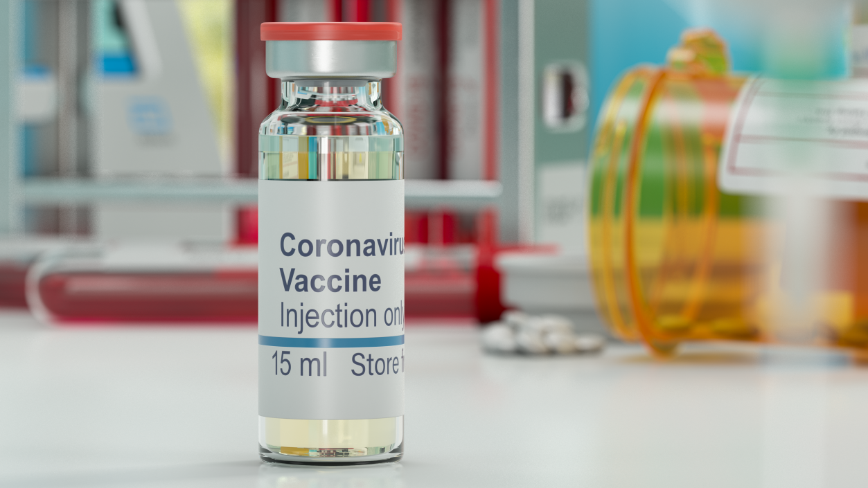 COVID 19 Vaccine Vial 15ml Red Cap 3D model