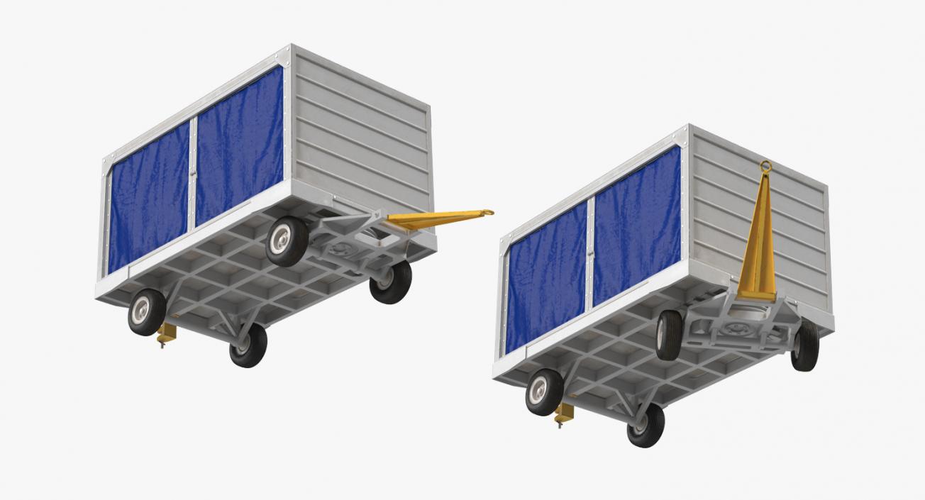 3D model Airport Baggage Cart Covered Rigged