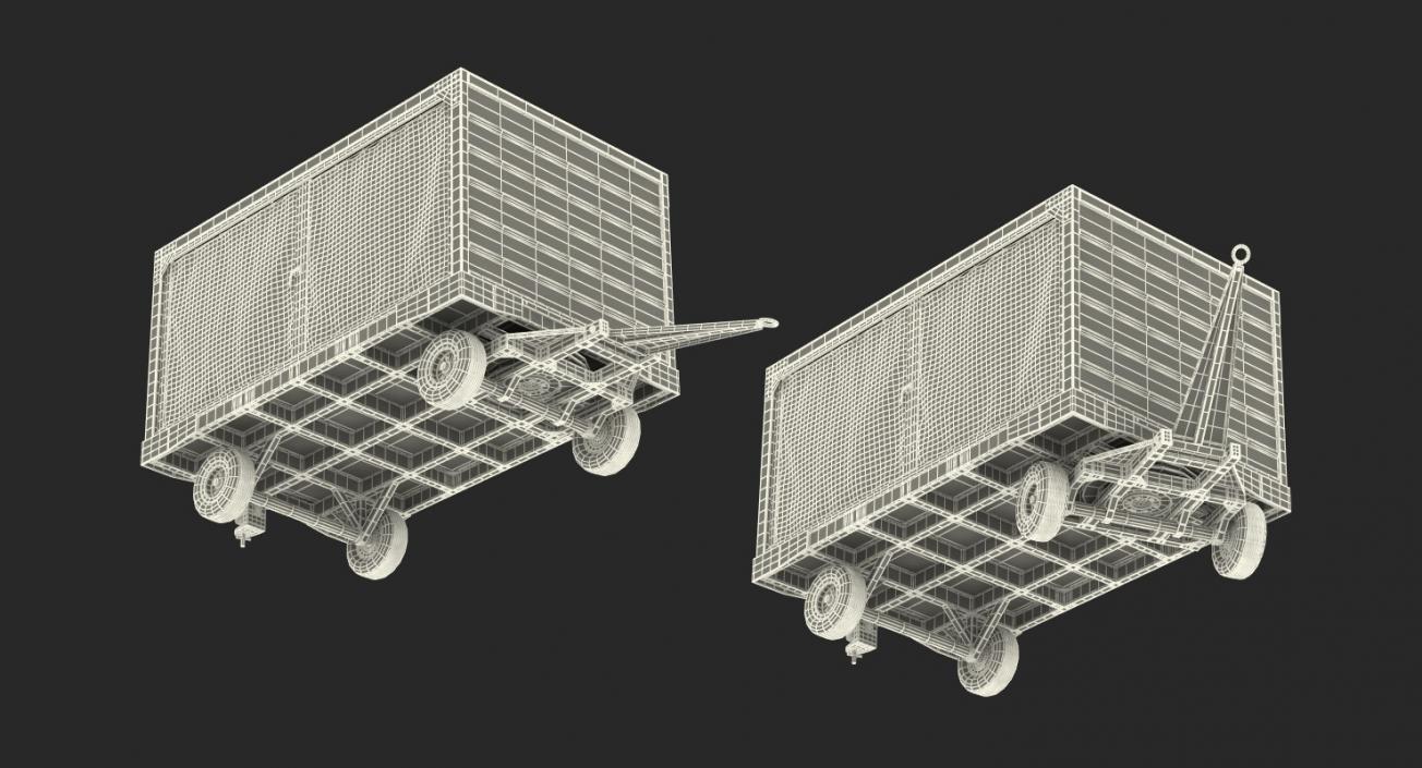 3D model Airport Baggage Cart Covered Rigged