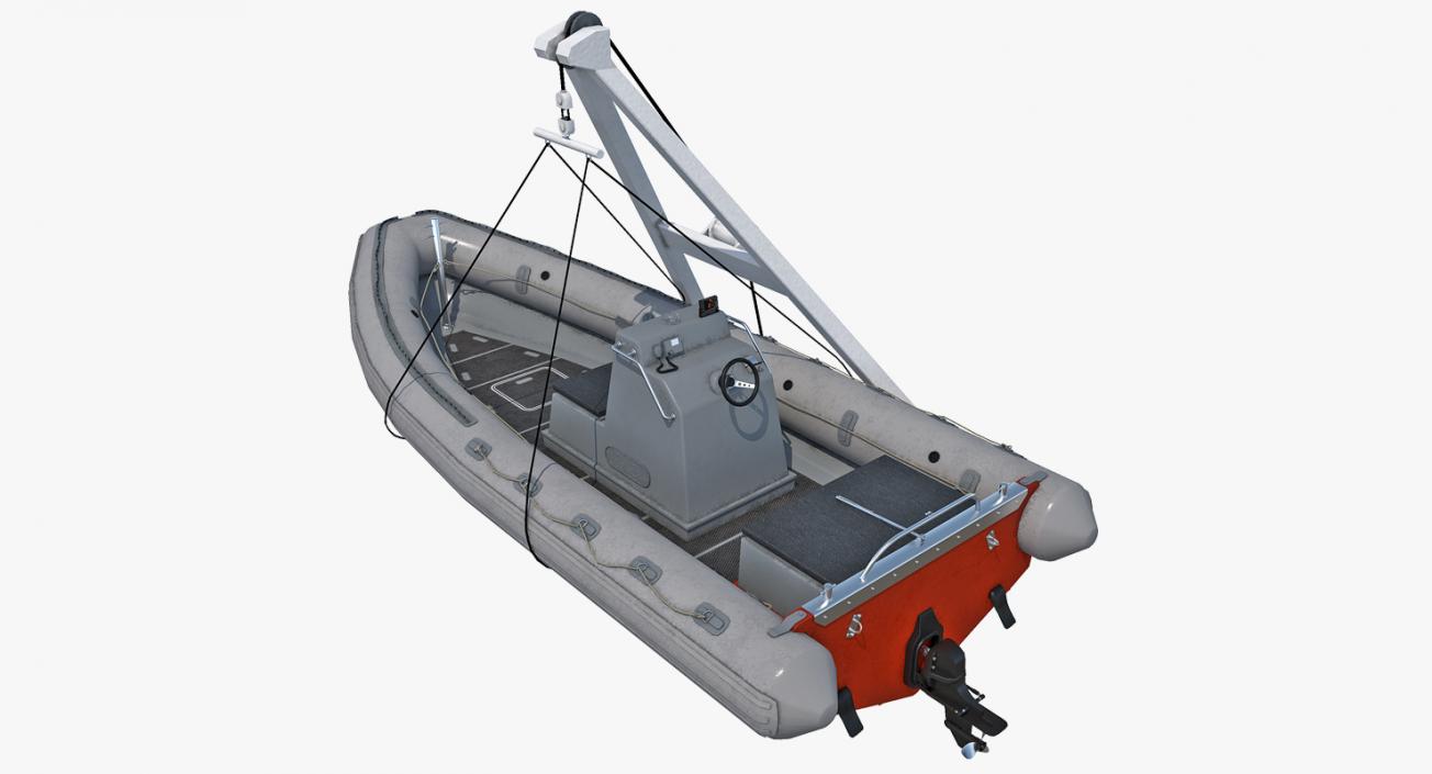 3D model Rescue Boat on Crane