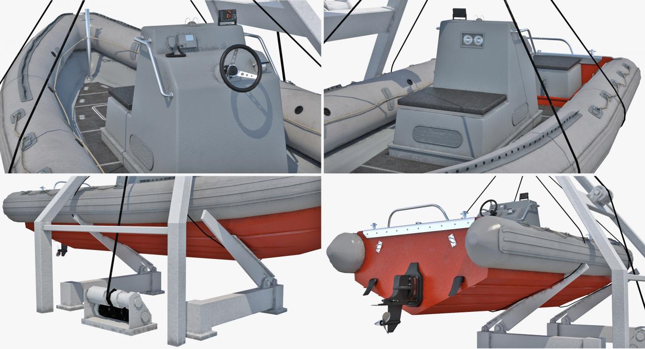 3D model Rescue Boat on Crane