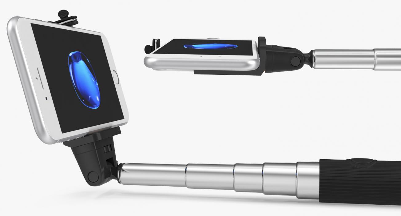 Selfie Stick Monopod with Iphone 7 3D model