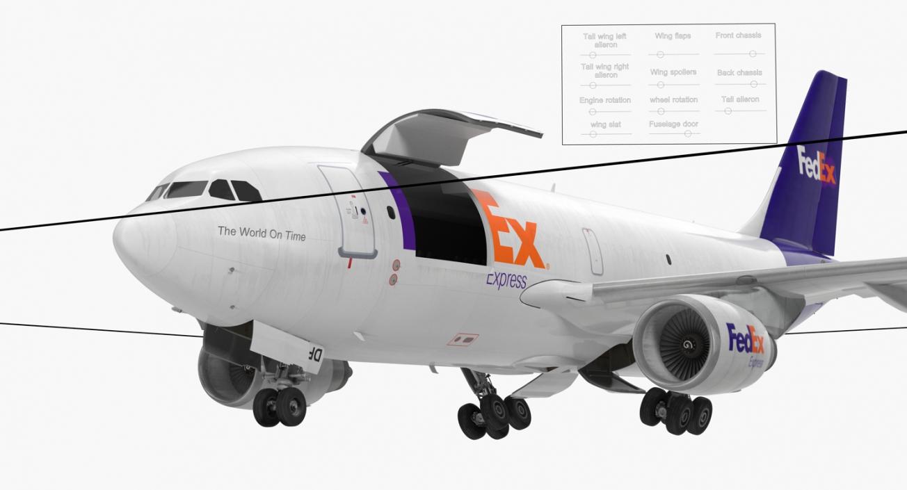Airbus A310 300F Cargo Aircraft FedEx Express Rigged 3D