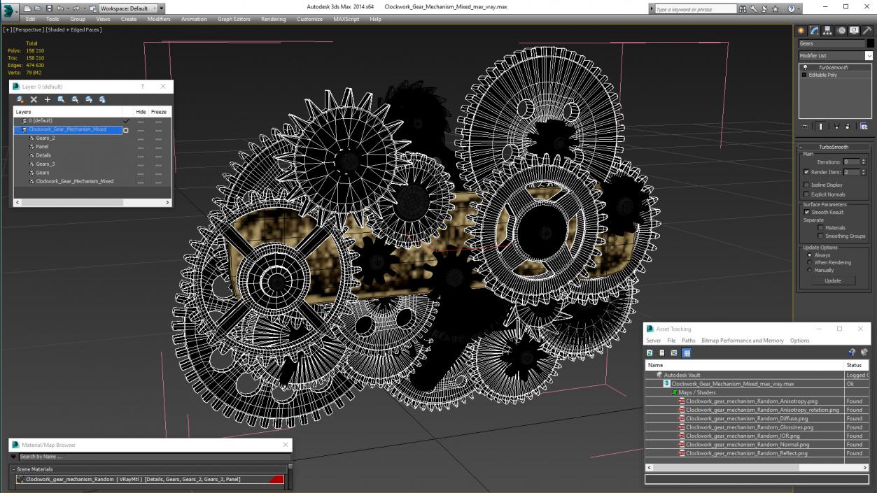 3D model Clockwork Gear Mechanism Mixed