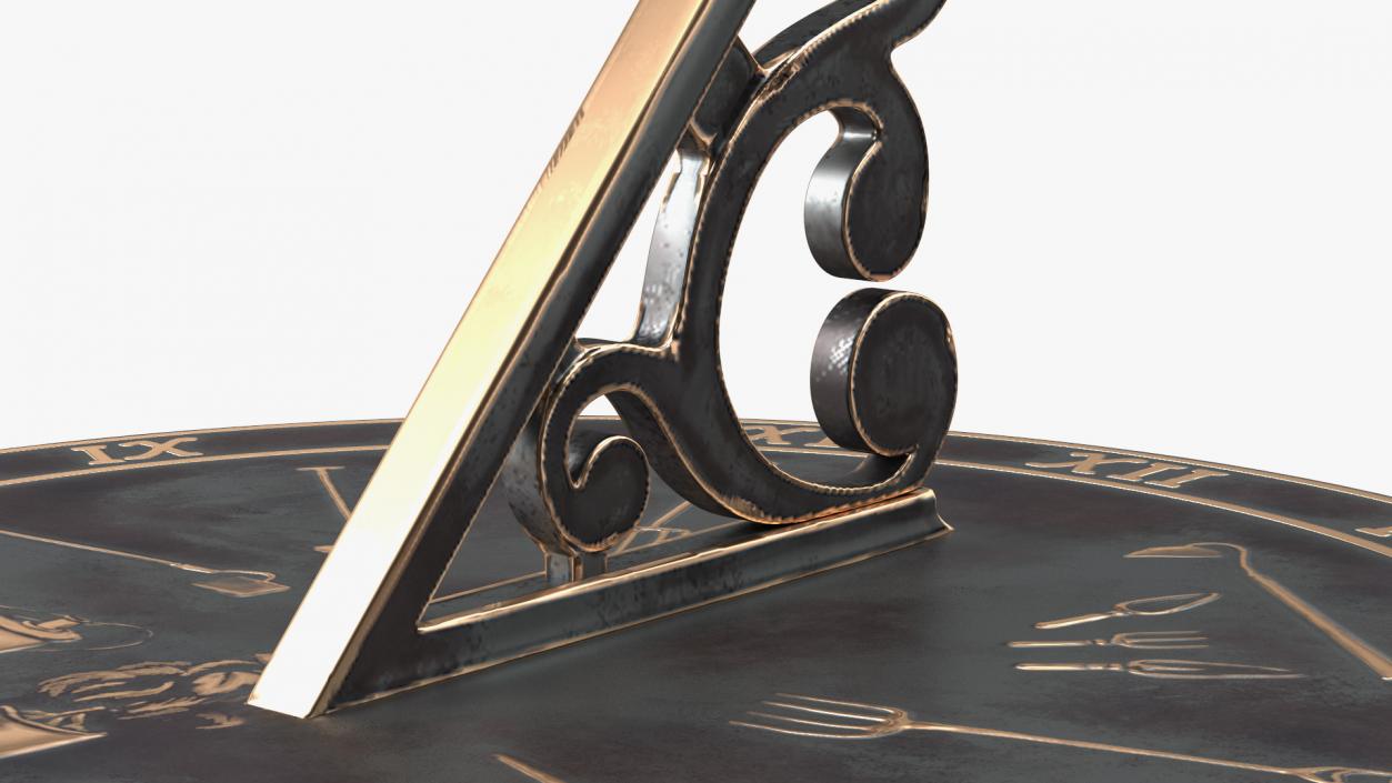 3D model Solid Brass Horizontal Sundial