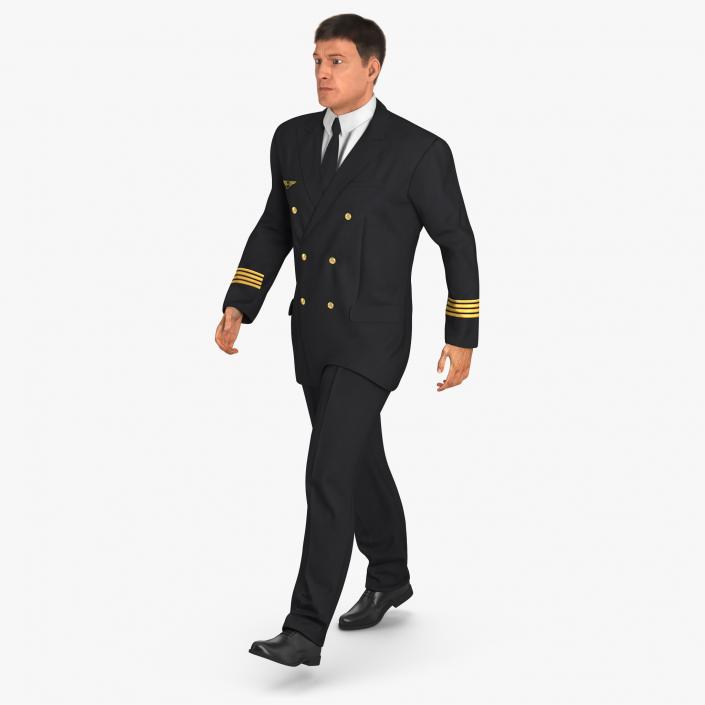 3D model Airline Pilot with Fur Walking