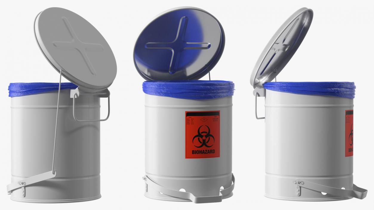 3D Biohazard Steel Waste Can with Foot Pedal