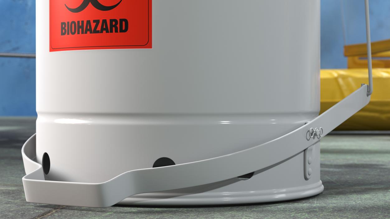 3D Biohazard Steel Waste Can with Foot Pedal