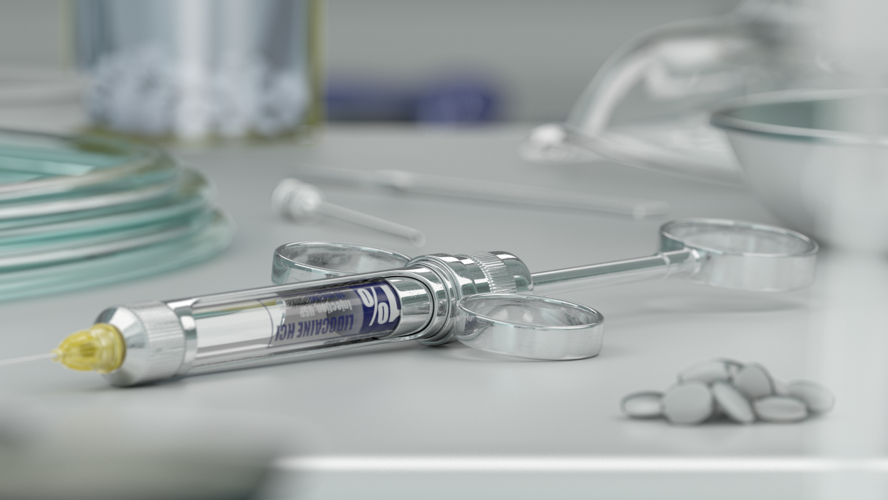 Dental Syringe with Lidocaine Carpule 3D