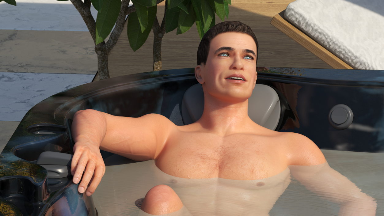3D Hot Tub with Man