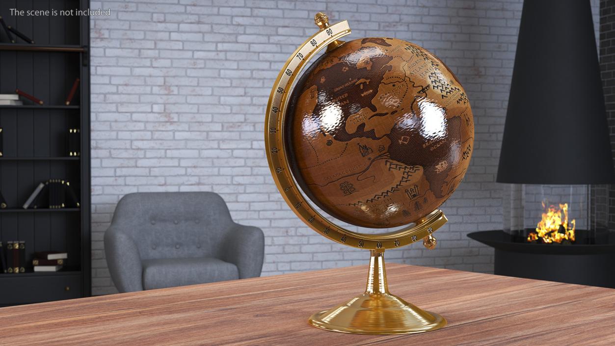 Antique Globe On Bronze Stand 3D model