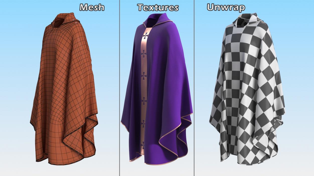 3D Liturgical Vestment Purple Robe