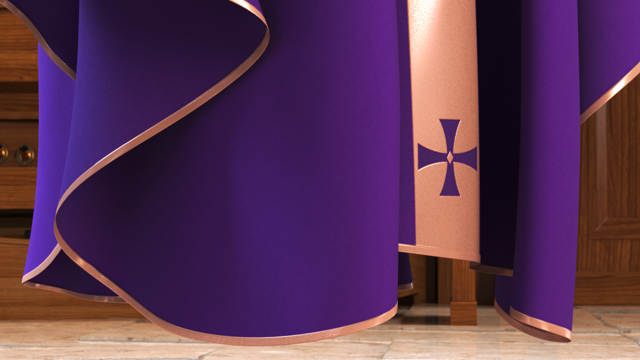 3D Liturgical Vestment Purple Robe