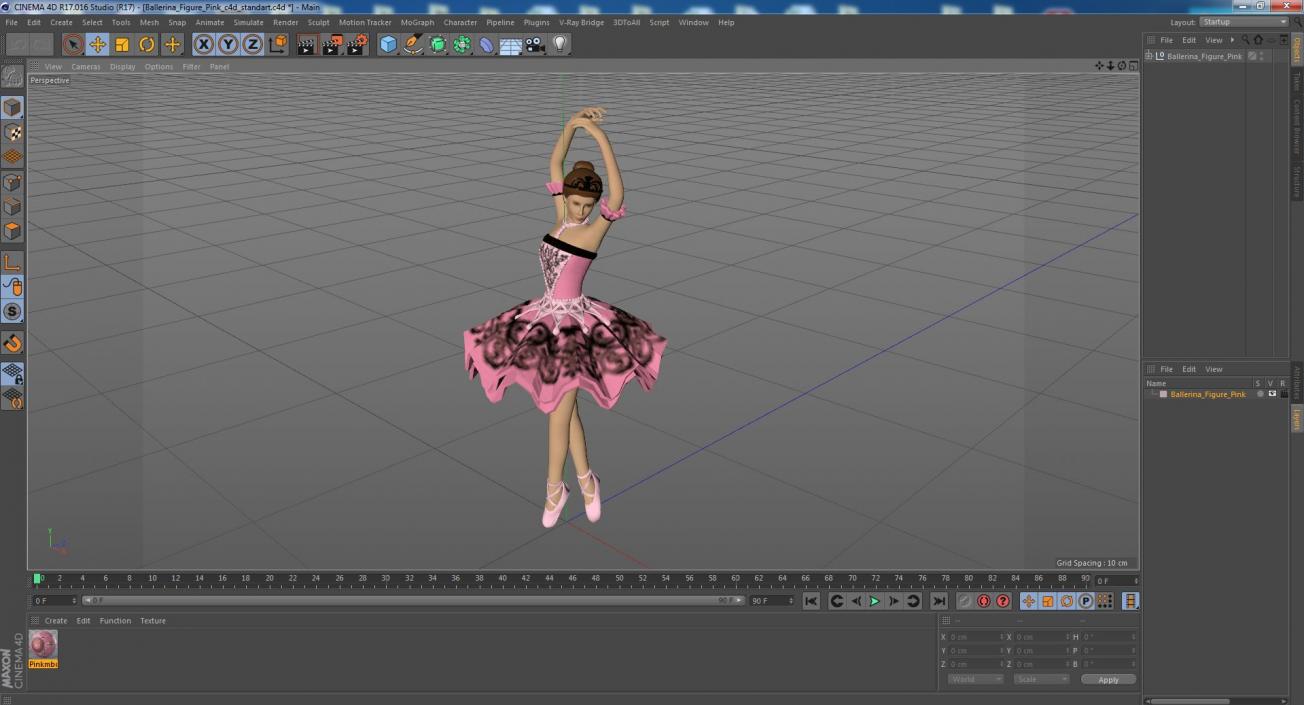 3D Ballerina Figure Pink