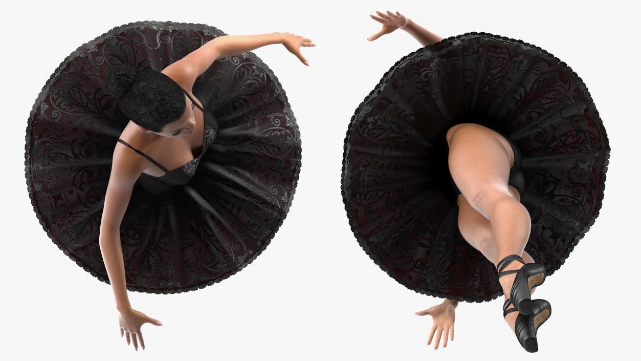 3D Light Skinned Black Ballerina Rigged