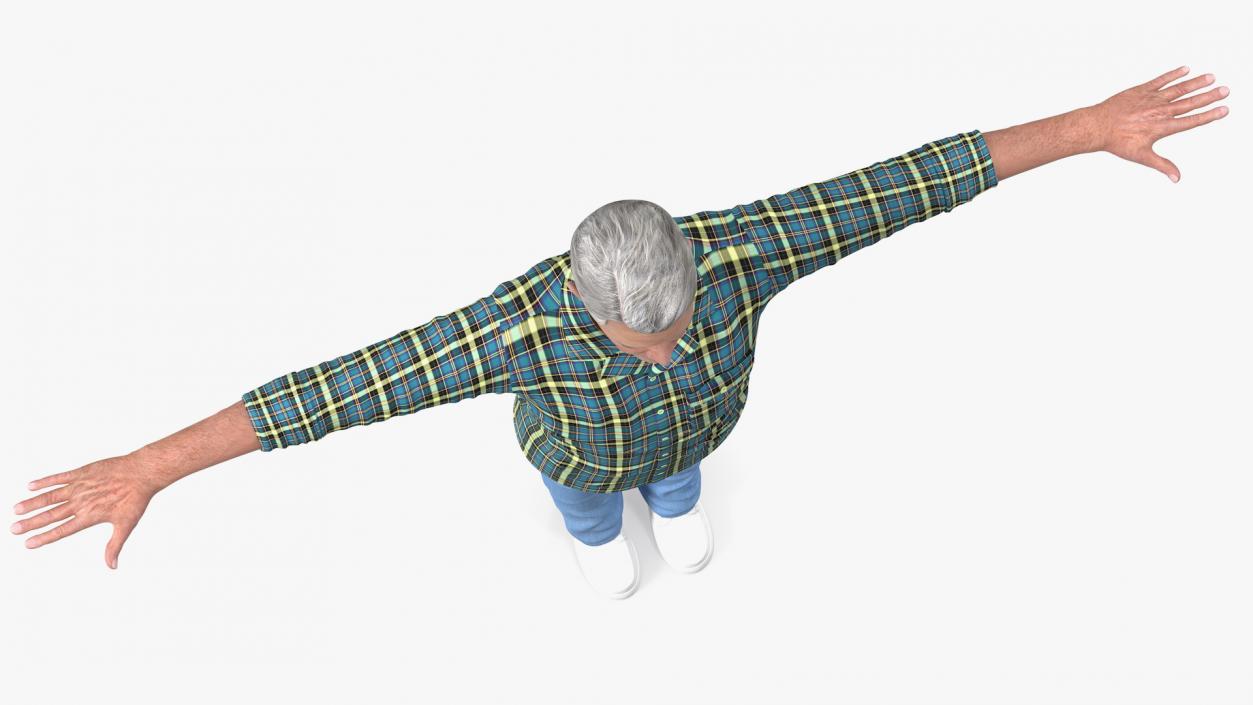Elderly Man Homewear Rigged 3D