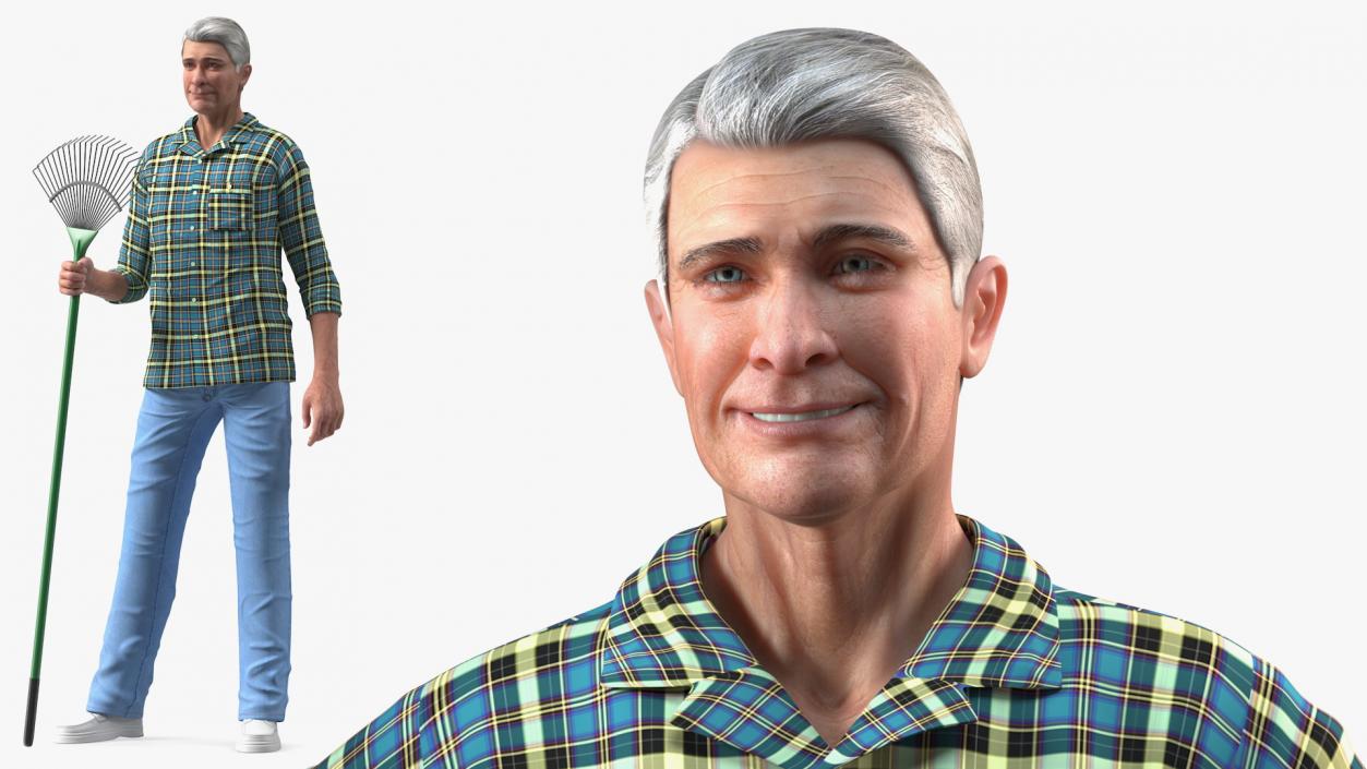Elderly Man Homewear Rigged 3D