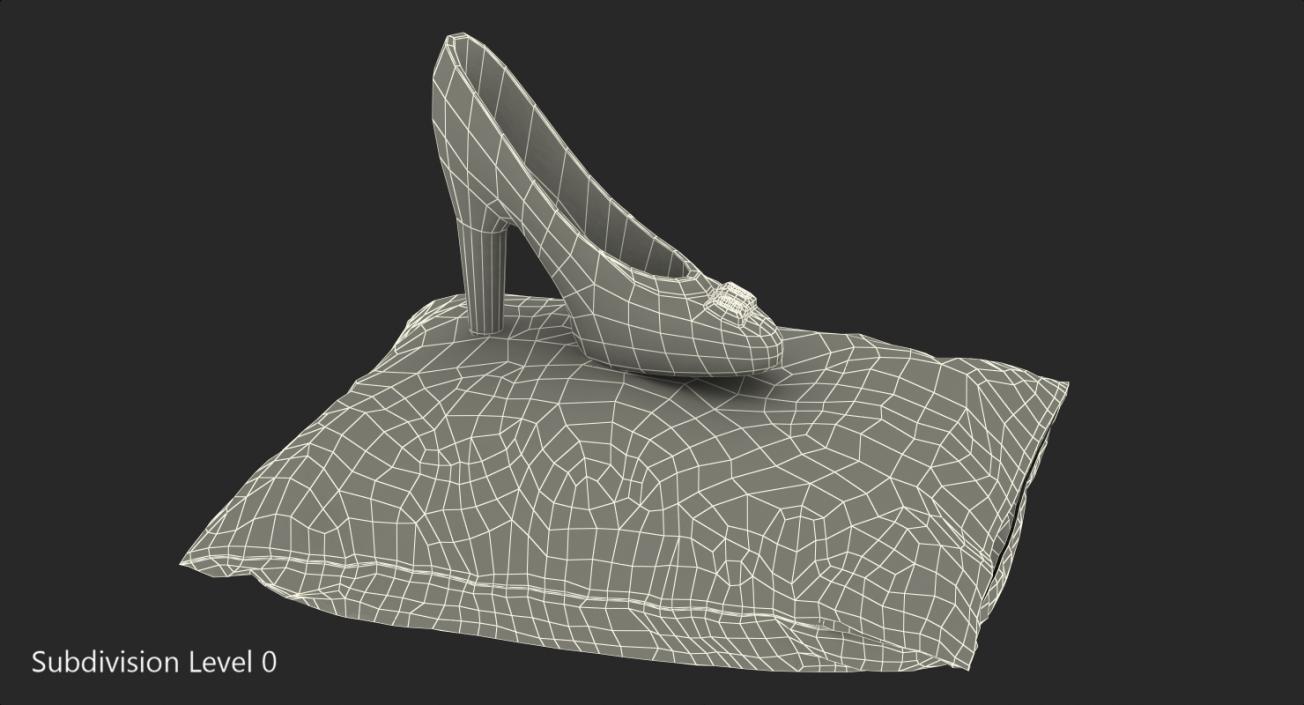 3D model Glass Slipper on Velvet Pillow