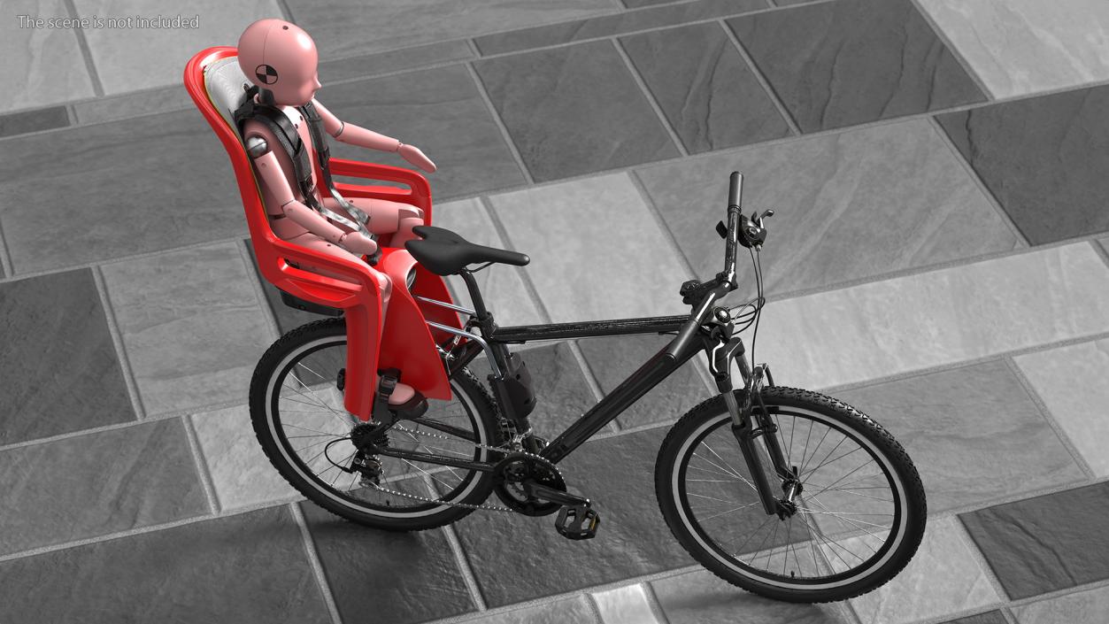 Bike with Child Crash Test Dummy in Safety Seat 3D