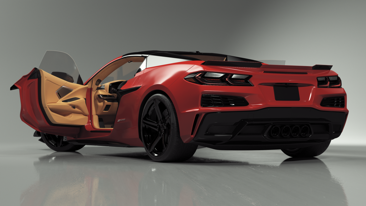 3D 2023 Chevrolet Corvette Z06 Red Rigged model