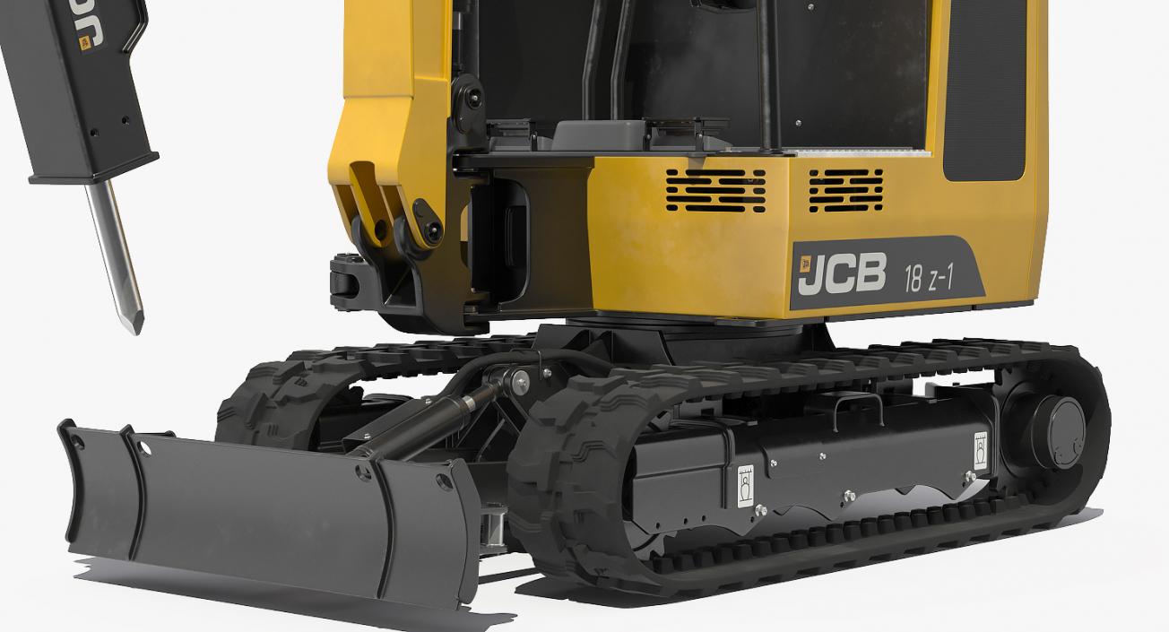 3D Mini Excavator JCB 18Z1 with Breaker Hammer model