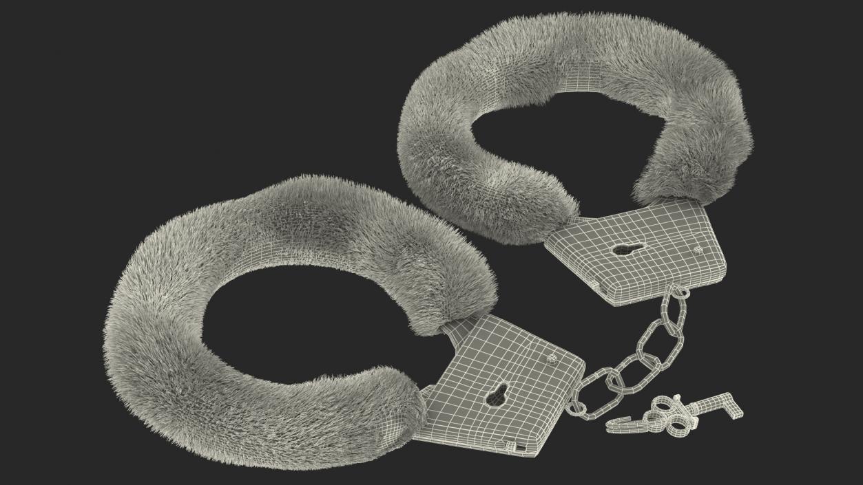 3D model Fuzzy Tiger Handcuffs Fur